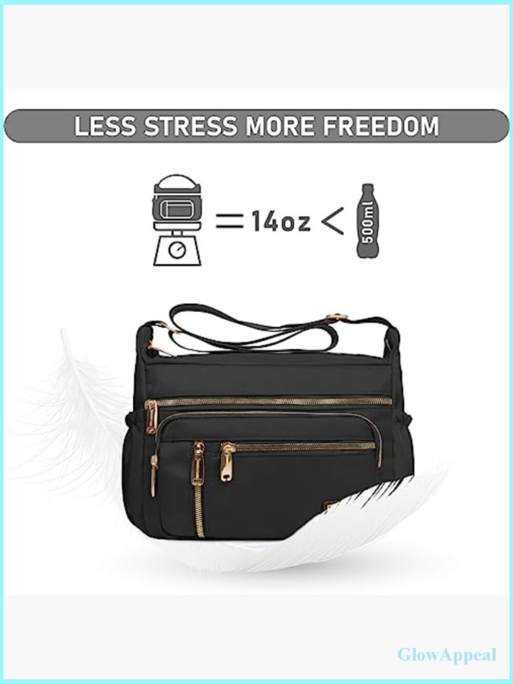 Crossbody Bag with Multiple Pockets, Water Resistant Polyester, Travel Purse - Picture 5 of 7